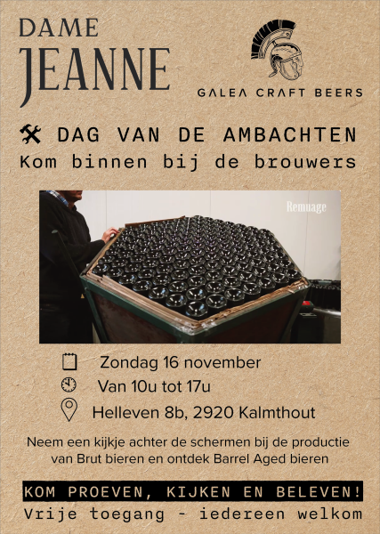Poster voor 'dag van de ambachten' waar brouwlocatie van Dame Jeanne en Galea is geopend