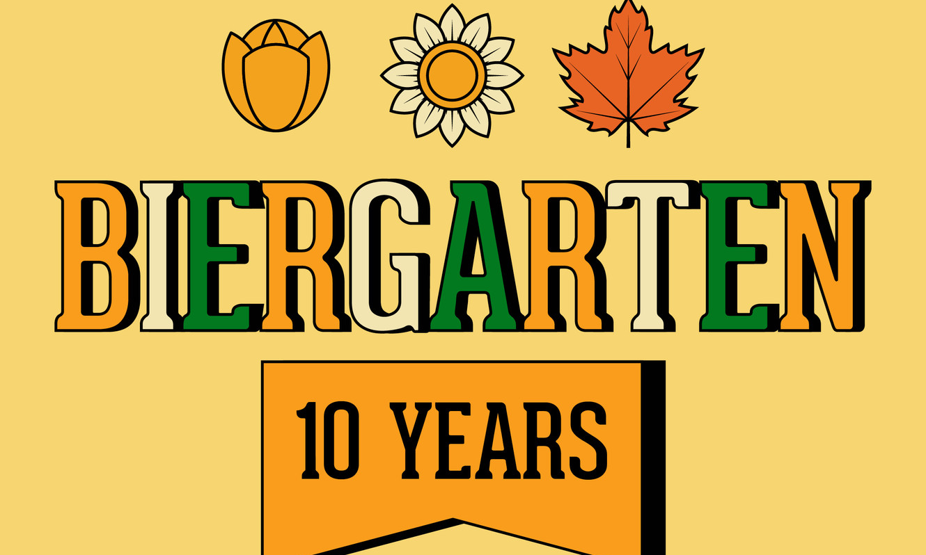 Biergarten Lentefestival 2026 logo met bloemen en bladeren.