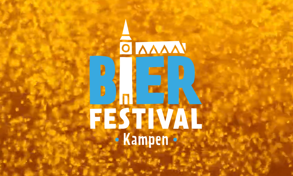 Bierfestival Kampen logo met borrelend bier op de achtergrond