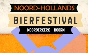 Poster voor het Noord-Hollands Bierfestival 2026 met een glas bier en datum.