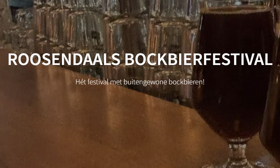 Glazen bockbier op een bar met tekst Roosendaals Bockbierfestival.