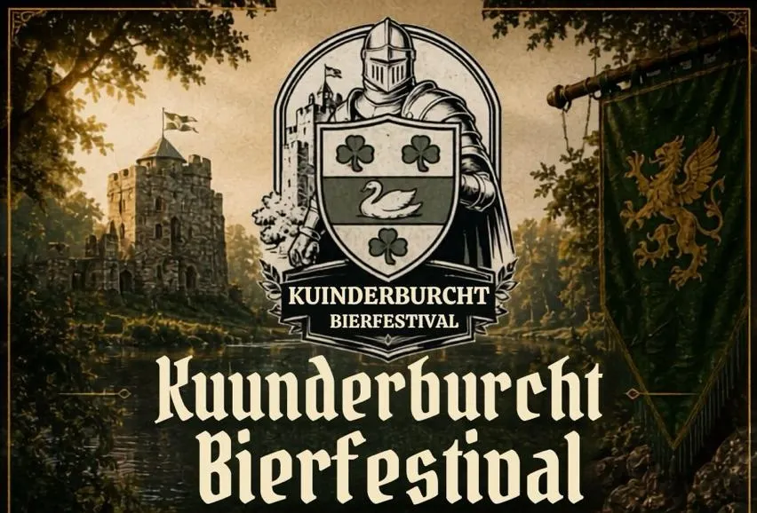 Afbeelding van een poster voor het Kuunderburcht Bierfestival 2026 met middeleeuws thema.