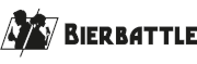 Logo met silhouetten van twee personen en tekst 'Bierbattle' op witte achtergrond