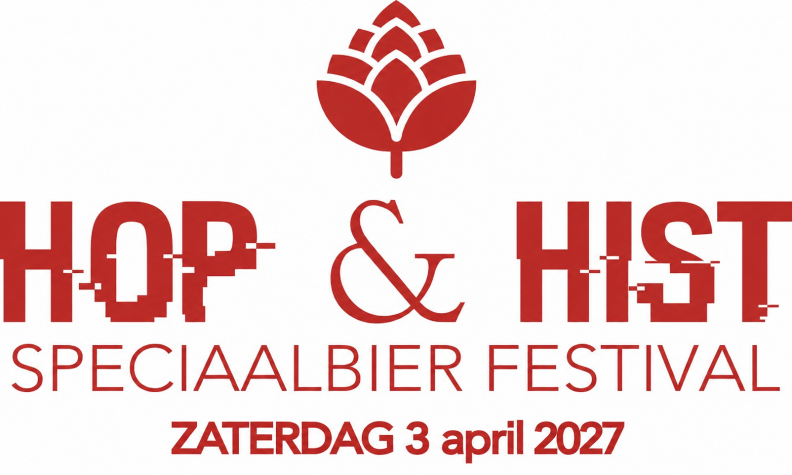 Logo van Hop & Hist Speciaalbierfestival met hop-illustratie en datum