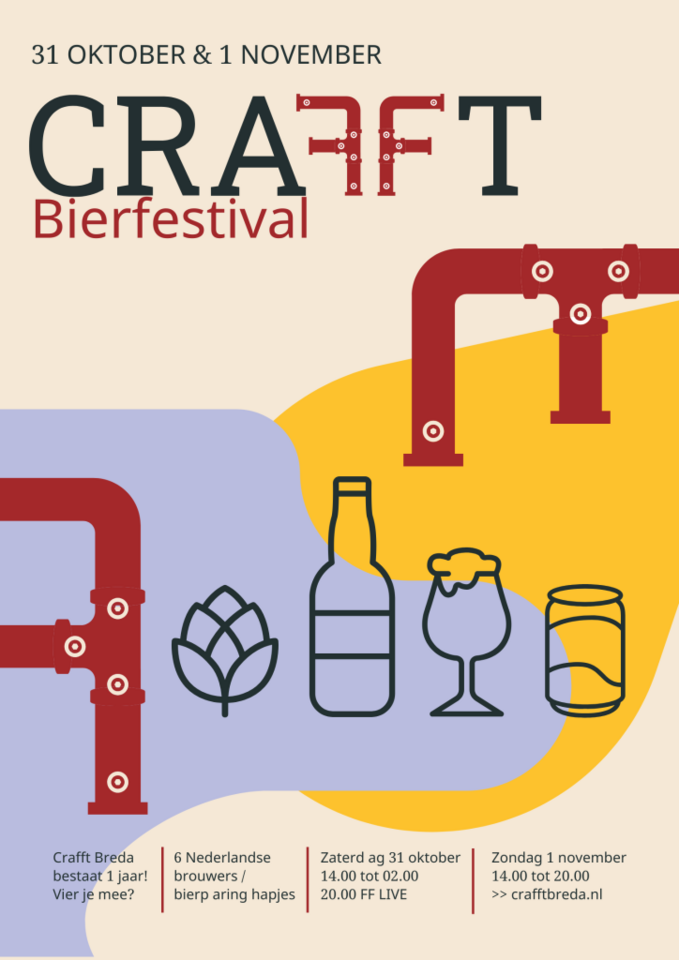 Poster van het Crafft Bierfestival op 31 oktober en 1 november in Breda
