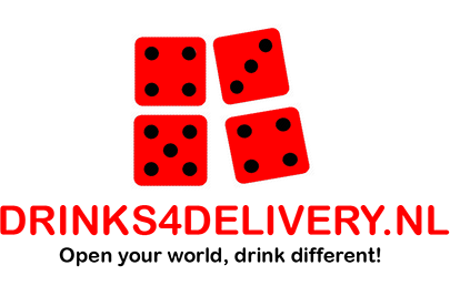 Rode dobbelstenen boven de tekst 'Drinks4Delivery.nl'.