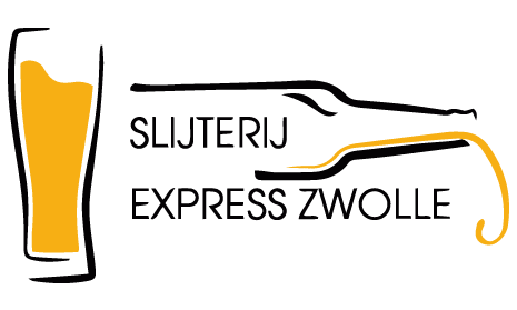 Logo van Slijterij Express met een bierglas en een flesje.