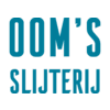 Logo van OOM'S SLIJTERIJ met blauwe tekst op een transparante achtergrond.