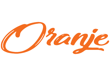 Het woord Oranje in cursieve oranje letters tegen een witte achtergrond.