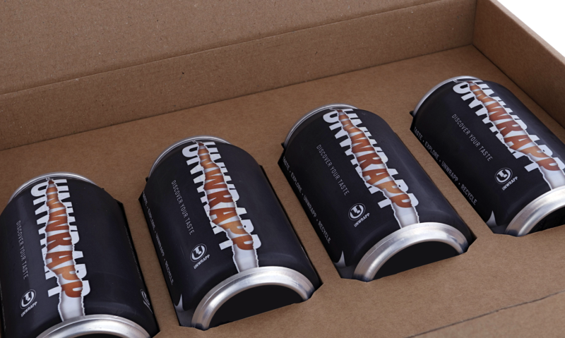 Vier blikjes bier in het Unwrapp bierpakket