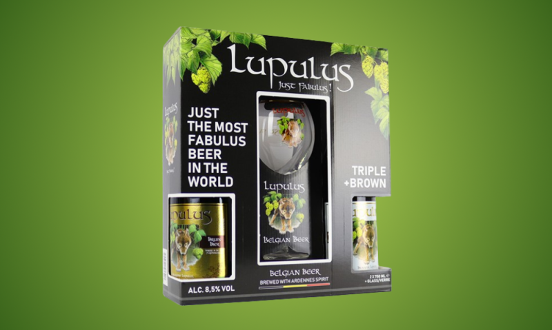 Lupulus biercadeau met twee grote flessen en bierglas