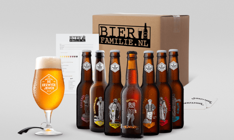 Eeuwige Jeugd bierpakket van bierfamilie met bierglas Eeuwige Jeugd bierpakket van bierfamilie met bierglas