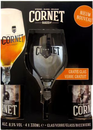 Cornet biercadeau 4x33cl met glas Cornet biercadeau 4x33cl met glas