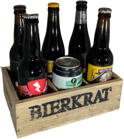 Bierpakket als kistje met donkere bieren van BierXL