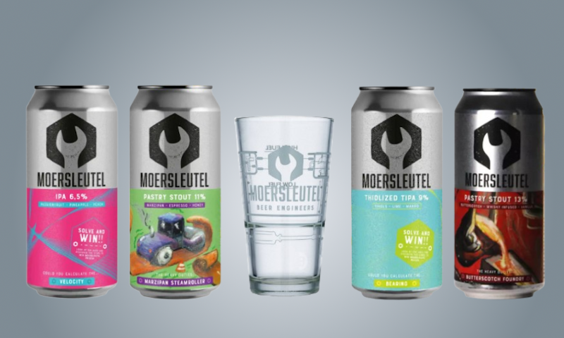 Moersleutel selectie 4x44cl bierpakket met glas