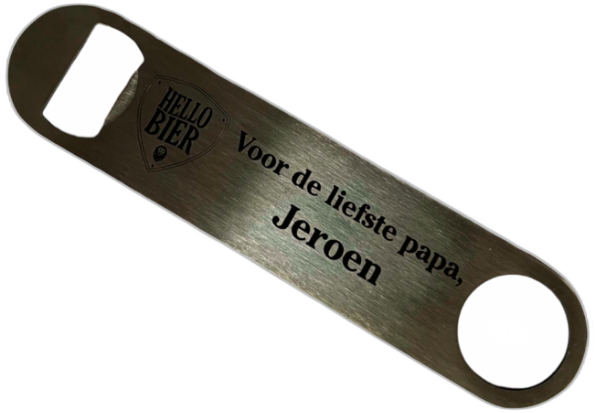 Gepersonaliseerde bieropener bij Hellobier