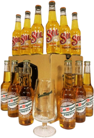 Zomers bierpakket met glas: 6x SOL en 6x Fresca