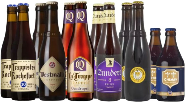 Gevarieerd Trappistenbier bierPakket met 2 flesjes van 6 verschillende trappistenbieren