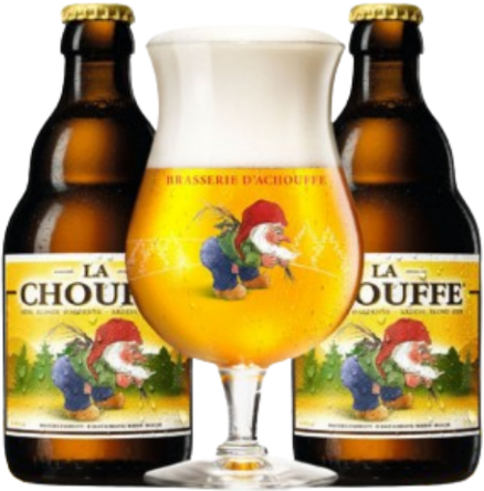 La Chouffe proefpakket met twee flesjes bier en origineel glas.