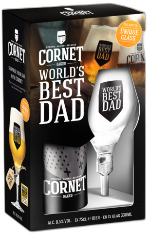 Cornet Oaked Best Dad biercadeau met een grote fles speciaalbier en proefglas