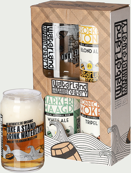 Waterland Brewery biologisch biercadeau met glas