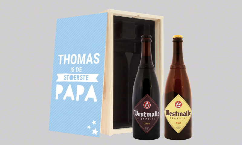 Westmalle Dubbel en Tripel in gepersonaliseerde kist