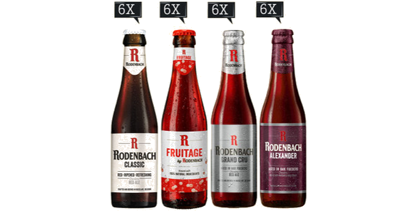 Vier soorten Rodenbach flesjes