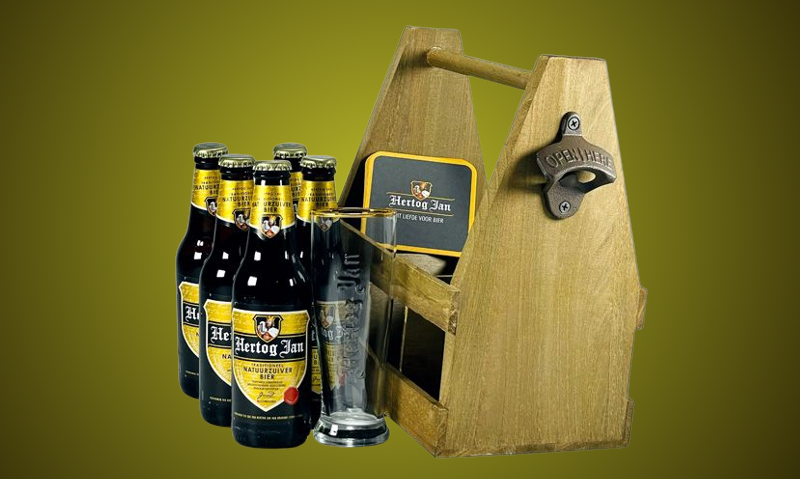 Hertog jan biercadeau met glas, viltjes en opener