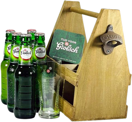 Grolsch Pils Partykist met glas, opener en viltjes