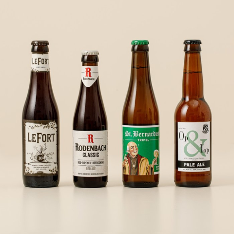 4 flesjes als voorbeeld voor dit bierpakket