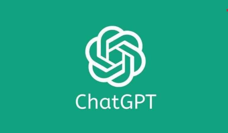 Wit ChatGPT-logo met tekst op een groene achtergrond.