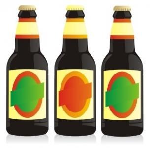 Bierflessen met leeg etiket