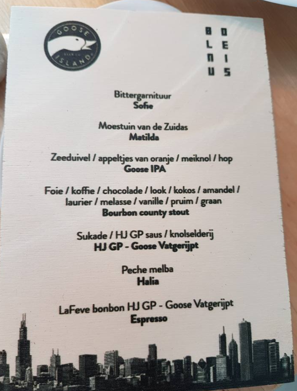 Goose Island menu bij Bolenius