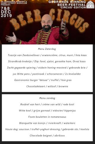 Menu tijdens Gebrande Winning