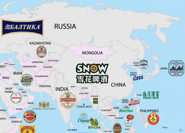 Bier map Azie Bier map Azie