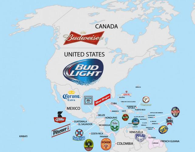 Bier map Noord Amerika Bier map Noord Amerika