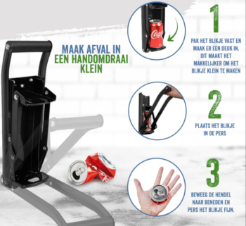 Stappen om blikjes door de blikjespers te halen Stappen om blikjes door de blikjespers te halen