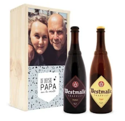 Gepersonaliseerd Vaderdag kistje met Westmalle bieren Gepersonaliseerd kistje met Westmalle bieren