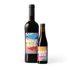 etiketten op wijnfles en bierfles