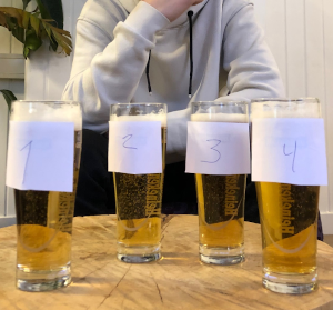 vier verschillende pilseners om te proeven