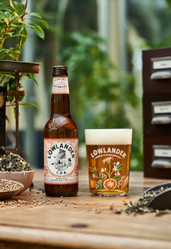 Lowlander IPA flesje en glas op tafel