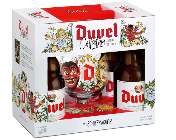 Duvel pack met het glas