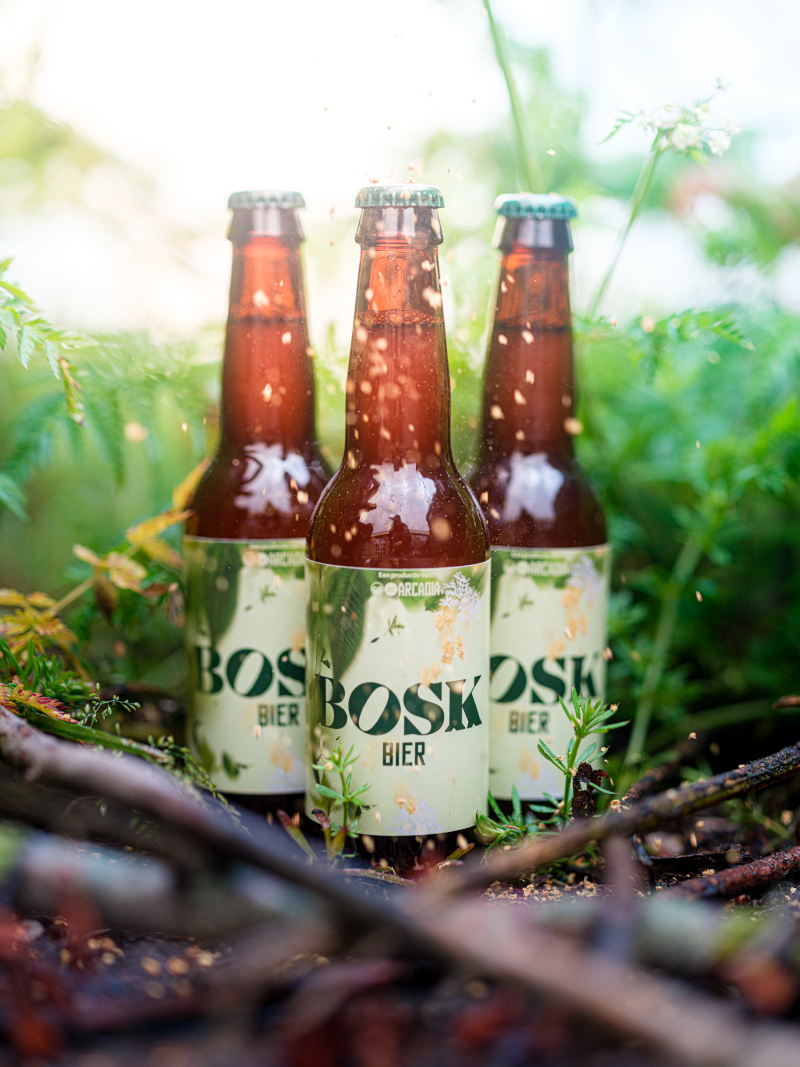Boskbier flesjes op een rij