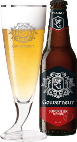 Gouverneur Superieur Pilsener flesje en glas