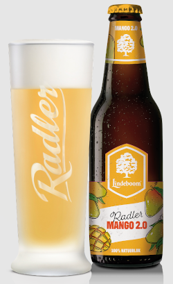Lindeboom Radler Mango flesje en glas