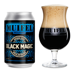 Muifel Black Magic Imperical Stout blikje en glas