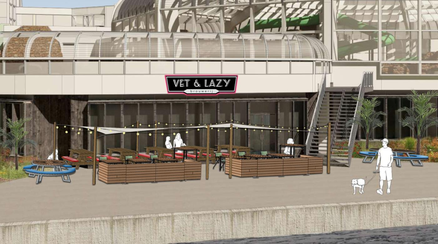 Ontwerp toekomstige Vet & Lazy bar en terras aan de Maas