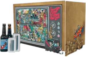 Retro TV adventskalender met bier
