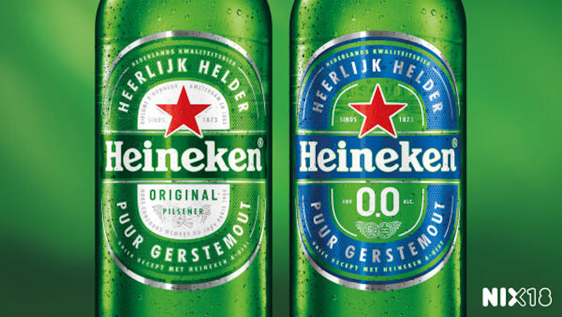 Heineken Original en 0.0 flesje close-up