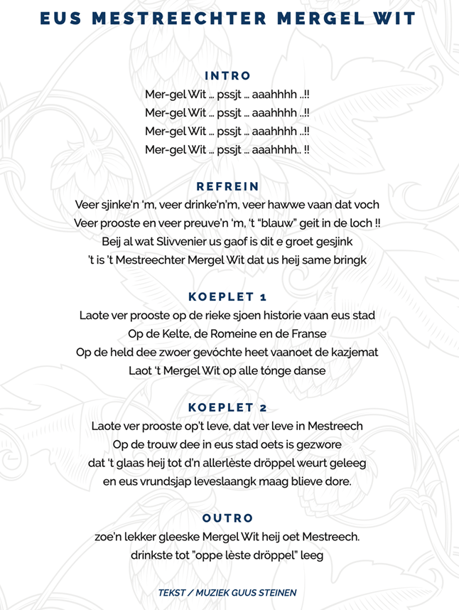 Speciaal lied voor het bier Mergel Wit